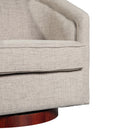 Wyn Fabric Upholstered Club Style Barrel Chair with Sloped Armrests and 360 Degree Swivel Base in a Woodgrain Vinyl Wrap
