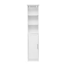 Vigo Slim Linen Tower Organizer with 2 Adjustable Cabinet Shelves, 3 Open Shelves, and Magnetic Closure Doors
