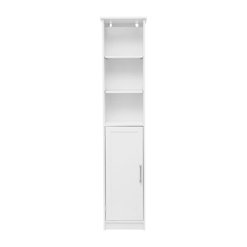 Vigo Slim Linen Tower Organizer with 2 Adjustable Cabinet Shelves, 3 Open Shelves, and Magnetic Closure Doors