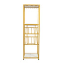 Kramer Metal Bar and Wine Table with Bottle Storage and Hanging Stemware Holders