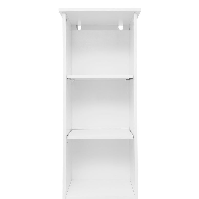 Vigo Slim Linen Tower Organizer with 2 Adjustable Cabinet Shelves, 3 Open Shelves, and Magnetic Closure Doors