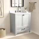 Argos 30 Inch Single Sink Bathroom Vanity with Undermount Basin, Soft-Close Cabinet, Easy-Glide Drawer, and Carrara Marble Finish Countertop