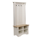 Whitman Hallway Tree with Bench Seating, 3 Single Coat Hooks and Lower Storage with Adjustable Shelves
