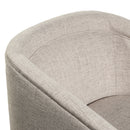 Wyn Fabric Upholstered Club Style Barrel Chair with Sloped Armrests and 360 Degree Swivel Base in a Woodgrain Vinyl Wrap