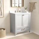 Argos 30 Inch Single Sink Bathroom Vanity with Undermount Basin, Soft-Close Cabinet, Easy-Glide Drawer, and Carrara Marble Finish Countertop