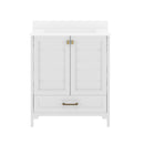 Argos 30 Inch Single Sink Bathroom Vanity with Undermount Basin, Soft-Close Cabinet, Easy-Glide Drawer, and Carrara Marble Finish Countertop