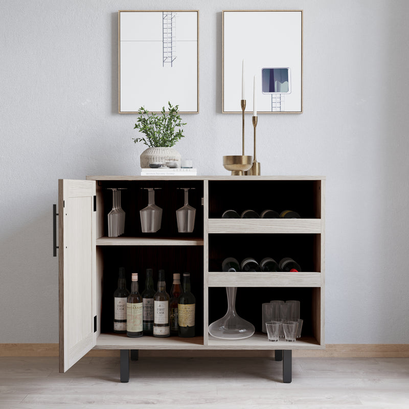 Aloise Bar and Sideboard with Storage Cabinet, Hanging Stemware Holders and Bottle Storage