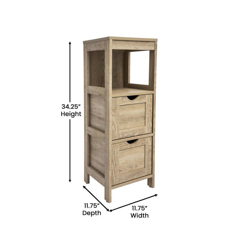Delilah 2 Drawer Bathroom Storage Cabinet Organizer with Open Display Shelf