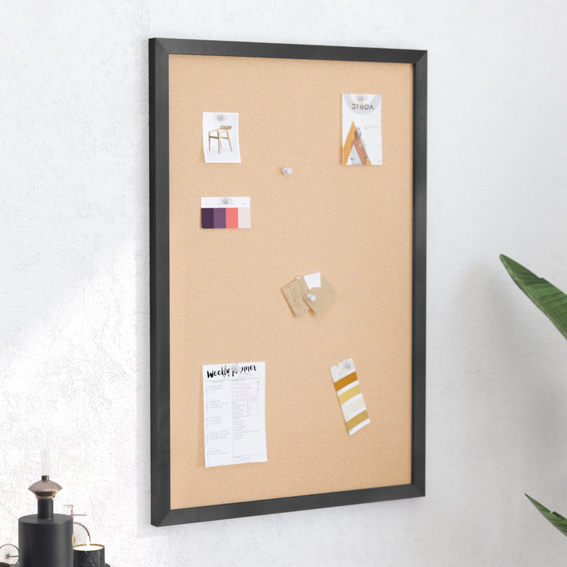 Cristal 24x36 Cork Display Board with Wooden Frame and Push Pins