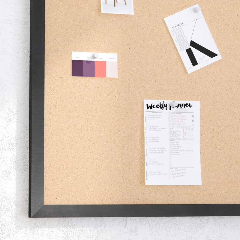 Cristal 24x36 Cork Display Board with Wooden Frame and Push Pins