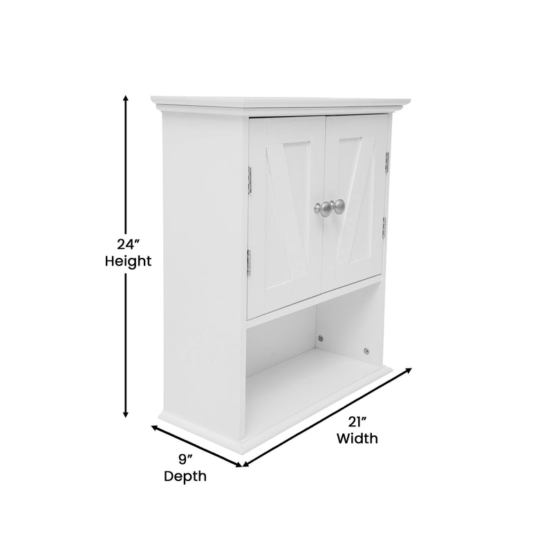 Delilah Wall Mounted Bathroom Medicine Cabinet with Adjustable Cabinet Shelf, Lower Open Shelf, and 2 Magnetic Closure Doors