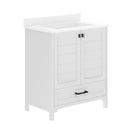 Argos 30 Inch Single Sink Bathroom Vanity with Undermount Basin, Soft-Close Cabinet, Easy-Glide Drawer, and Carrara Marble Finish Countertop