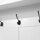 Wallen Hallway Tree with Bench Seating, 4 Double Coat Hooks, Upper Storage and Double Door Under Bench Storage in White