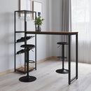 Kramer Metal Bar and Wine Table with Bottle Storage and Hanging Stemware Holders