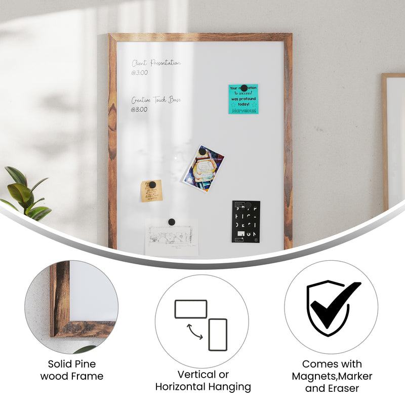 Cilla 20x30 Magnetic White Board with Dry Erase Marker, 4 Magnets and Eraser