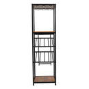 Kramer Metal Bar and Wine Table with Bottle Storage and Hanging Stemware Holders