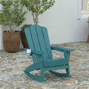 Nassau Adirondack Rocking Chair with Cup Holder, Weather Resistant HDPE Adirondack Rocking Chair
