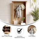 Whitman Hallway Tree with Bench Seating, 3 Single Coat Hooks and Lower Storage with Adjustable Shelves