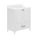 Argos 30 Inch Single Sink Bathroom Vanity with Undermount Basin, Soft-Close Cabinet, Easy-Glide Drawer, and Carrara Marble Finish Countertop