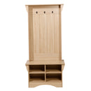 Whitman Hallway Tree with Bench Seating, 3 Single Coat Hooks and Lower Storage with Adjustable Shelves