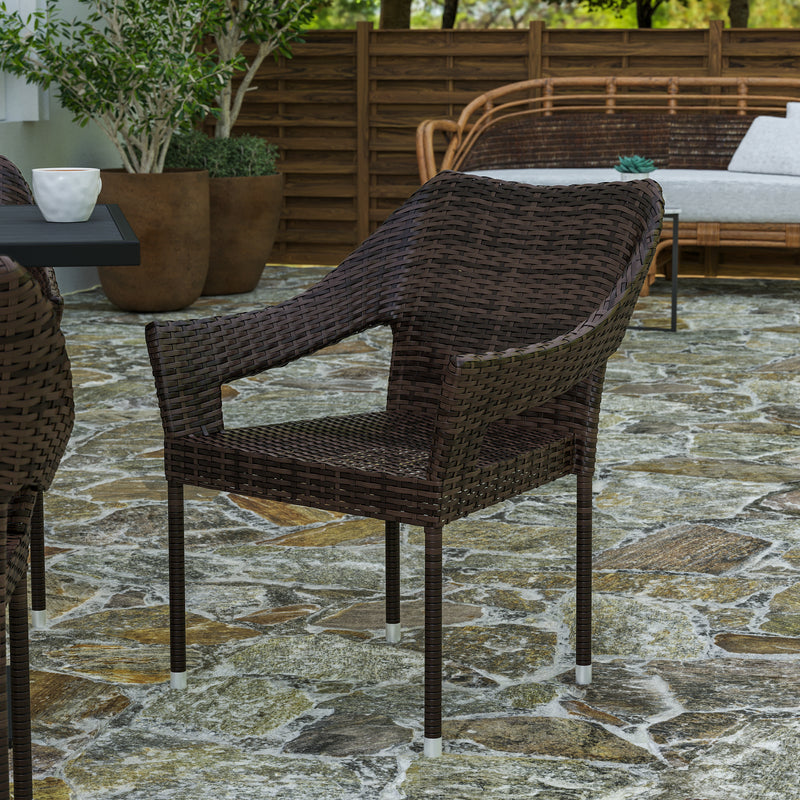 Eldon Weather Resistant Indoor/Outdoor Stacking Patio Dining Chair with Steel Frame and PE Rattan