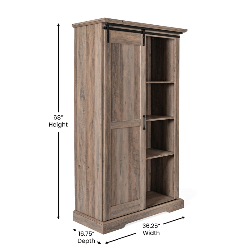 Finnoula 36" Wide Farmhouse Storage Cabinet, Semi-Open Storage with Sliding Barn Door