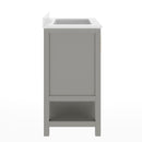 Vigo 30 Inch Bathroom Vanity with Ceramic Sink, Carrara Marble Finish Countertop, Storage Cabinet with Soft Close Doors and Open Shelf