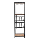 Kramer Metal Bar and Wine Table with Bottle Storage and Hanging Stemware Holders