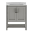 Vigo 30 Inch Bathroom Vanity with Ceramic Sink, Carrara Marble Finish Countertop, Storage Cabinet with Soft Close Doors and Open Shelf