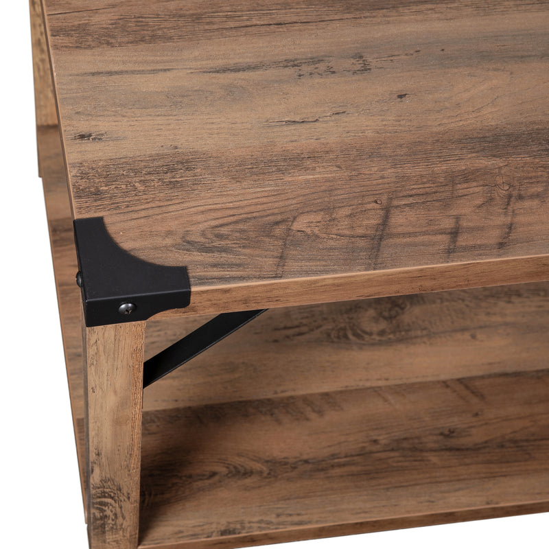Green River Modern Farmhouse Engineered Wood Coffee Table and Powder Coated Steel Accents