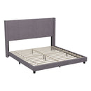 Sana Modern Gray Velvet Upholstered Platform Bed Frame with Padded, Tufted Wingback Headboard and Wood Support Slats, No Box Spring Required
