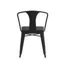 Clarkton Set of Two Indoor/Outdoor Black Poly Resin Stacking Arm Chair