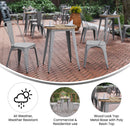 Dryden Indoor/Outdoor Dining Table, 23.75" Round All Weather Poly Resin Top with Steel Base
