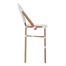 Celia Set of Two Indoor/Outdoor Stacking French Bistro Bar Stools with Patterned Seats and Backs & Light Natural Metal Frames