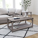 Green River Modern Farmhouse Engineered Wood Coffee Table and Powder Coated Steel Accents