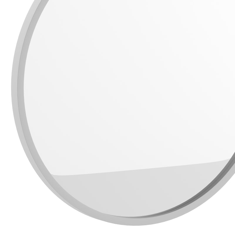 Monaco 20" Round Accent Wall Mirror in Silver with Metal Frame for Bathroom, Vanity, Entryway, Dining Room, & Living Room