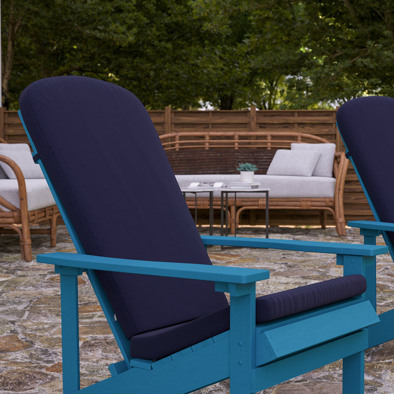 Riviera Set of 2 Weather Resistant Adirondack Patio Chairs With Vertical Lattice Backs and Comfort Foam Cushions