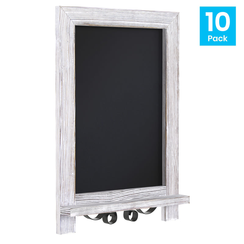 Magda Set of 10 Wall Mount or Tabletop Magnetic Chalkboards with Folding Metal Legs in Whitewashed,  9.5" x 14"
