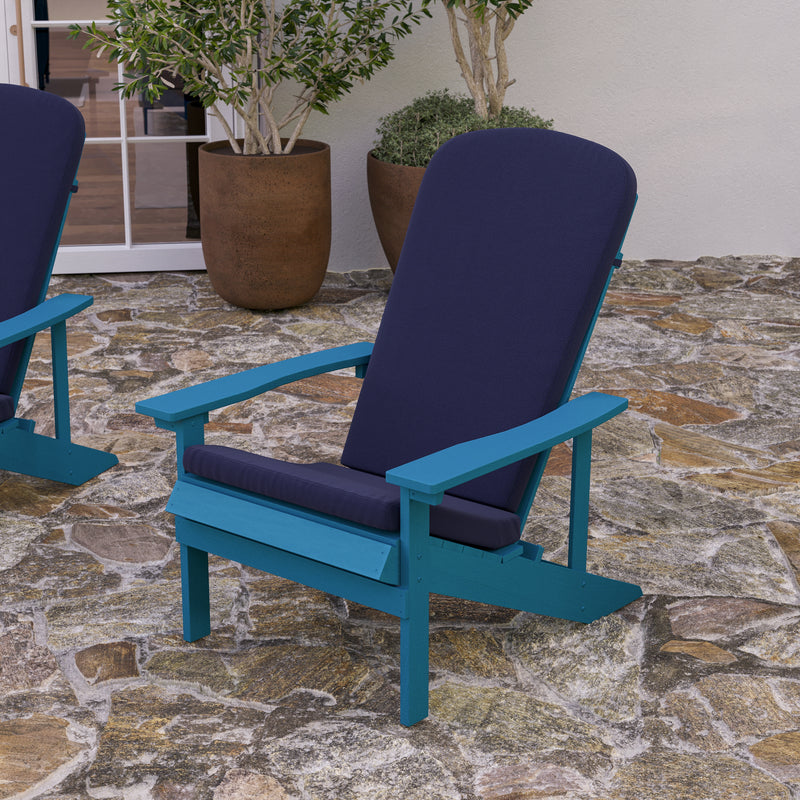 Riviera Set of 2 Weather Resistant Adirondack Patio Chairs With Vertical Lattice Backs and Comfort Foam Cushions