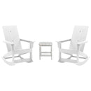 Wellington 3 Piece Patio Furniture Set Includes All-Weather UV Treated Adirondack Rocking Chairs and Side Table
