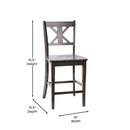 Imelda Set of Two Solid Wood Modern Farmhouse Counter Height Dining Stool