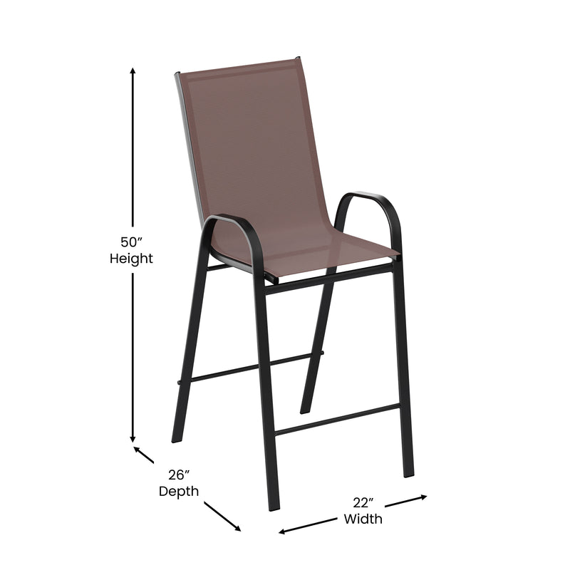 Set of 2 Manado Series Metal Bar Height Patio Chairs with Flex Comfort Material