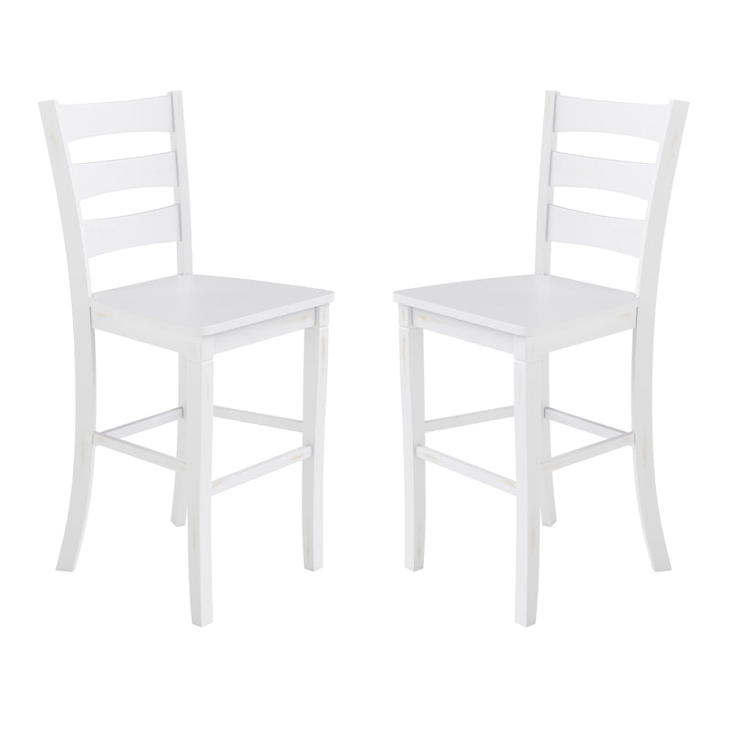 Verity Set of Two Classic Wooden Ladderback Bar Height Barstools with Solid Wood Seats
