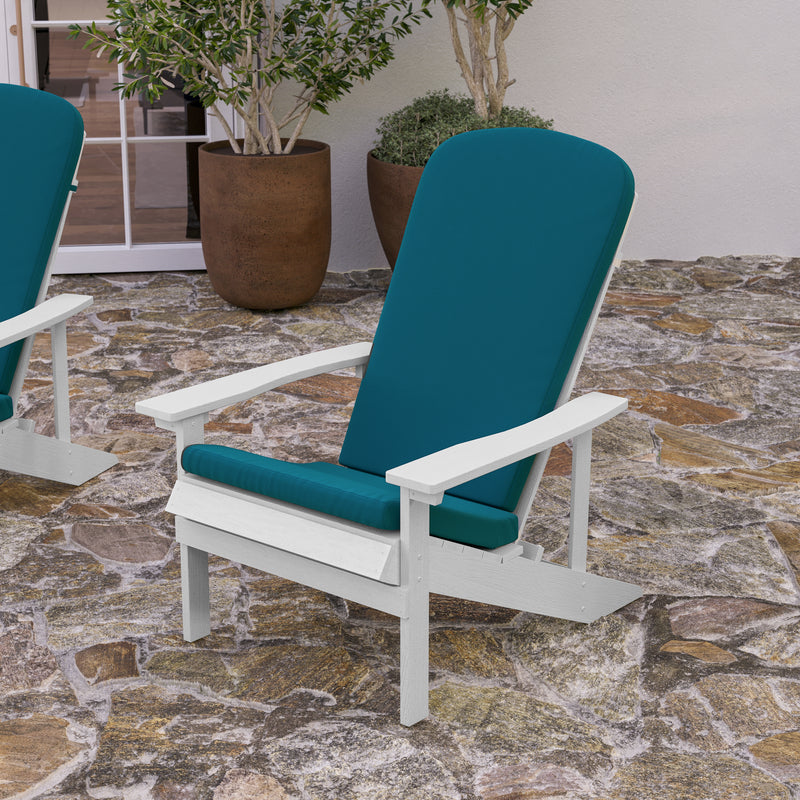 Riviera Set of 2 Weather Resistant Adirondack Patio Chairs With Vertical Lattice Backs and Comfort Foam Cushions