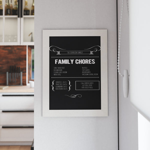 Magda 18" x 24" White Wall Mount Magnetic Chalkboard Sign, Hanging Wall Chalkboard Memo Board