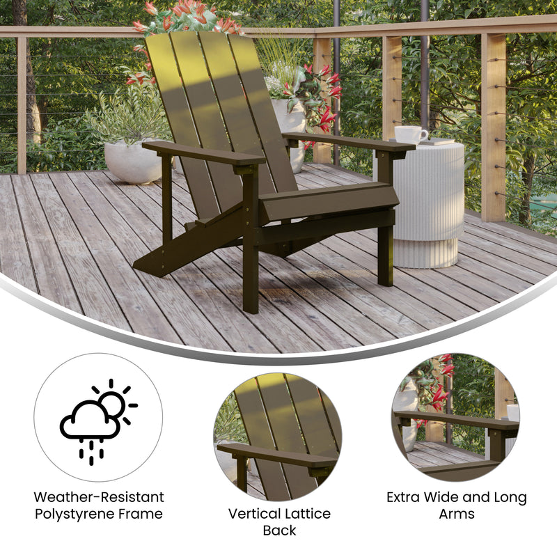 Set of 2 Riviera Adirondack Patio Chairs With Vertical Lattice Back And Weather Resistant Frame