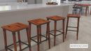 Breton Backless Bar Height Stools with Steel Supports and Footrest in Walnut Brown - Set Of 4
