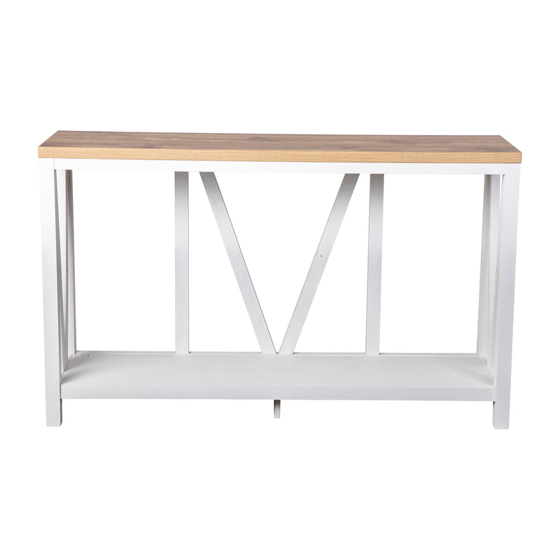 Erikson Modern Farmhouse Engineered Wood Sofa Table with Wood Bracing and Lower Shelf