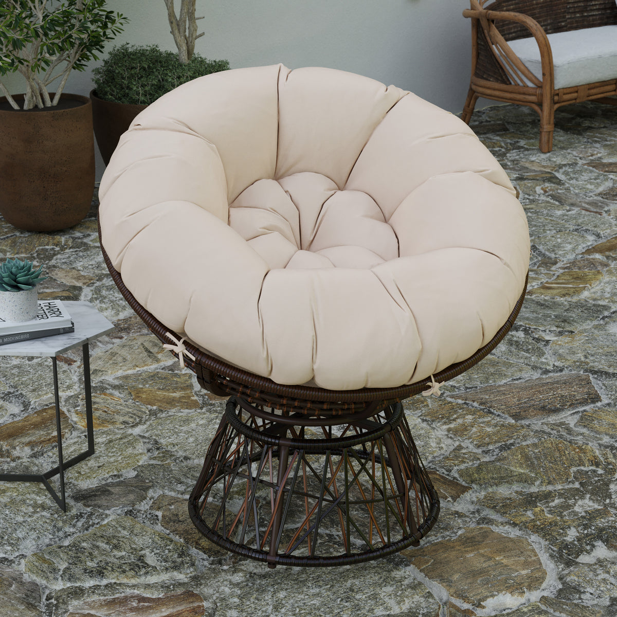 Papasan Double Base Wicker Papasan Base And Bowl Bali 42-inch