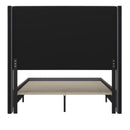 Bramlett Modern Platform Bed Frame with Padded Faux Linen Upholstered Wingback Headboard and Wood Support Slats
